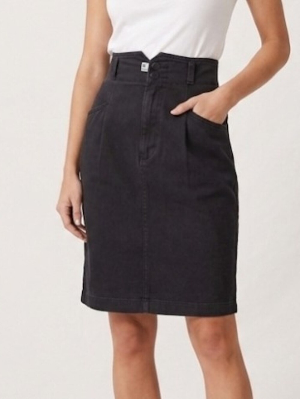 Vintage 1980s Esprit Sport Pencil Skirt Vintage Size 5 Black 100% Cotton